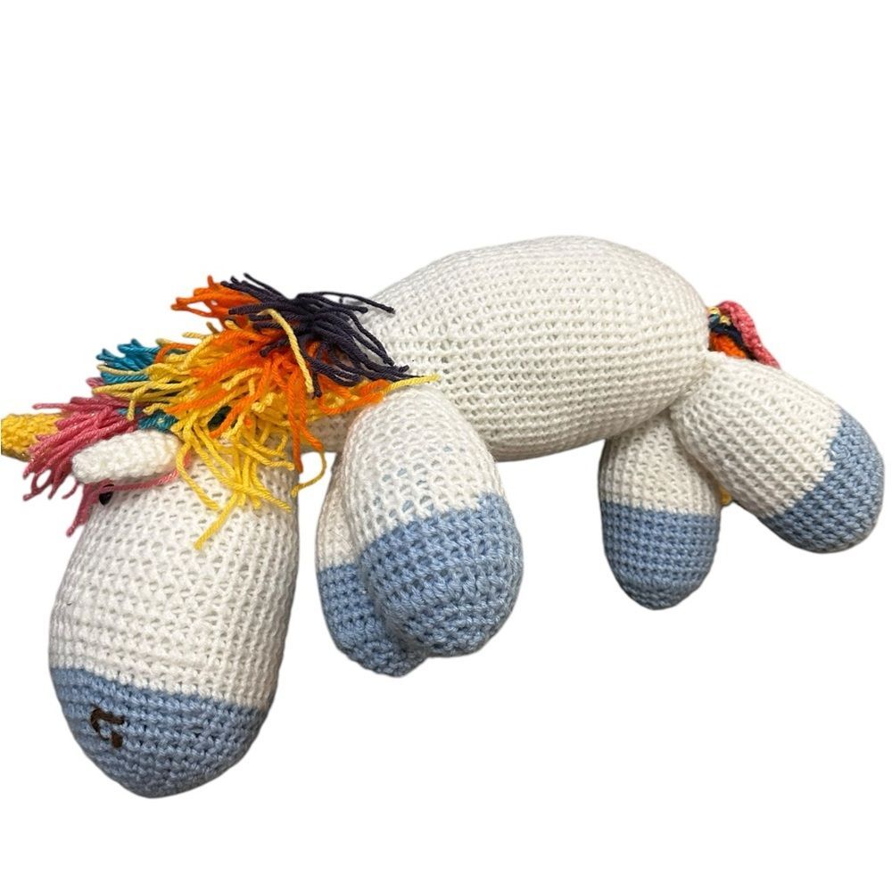 Handmade White large Crochet Unicorn Plush Toy